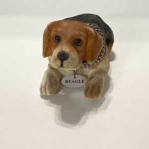 Vintage Russ Berrie Flocked Beagle Bobble Head Dog Figurine. EUC!